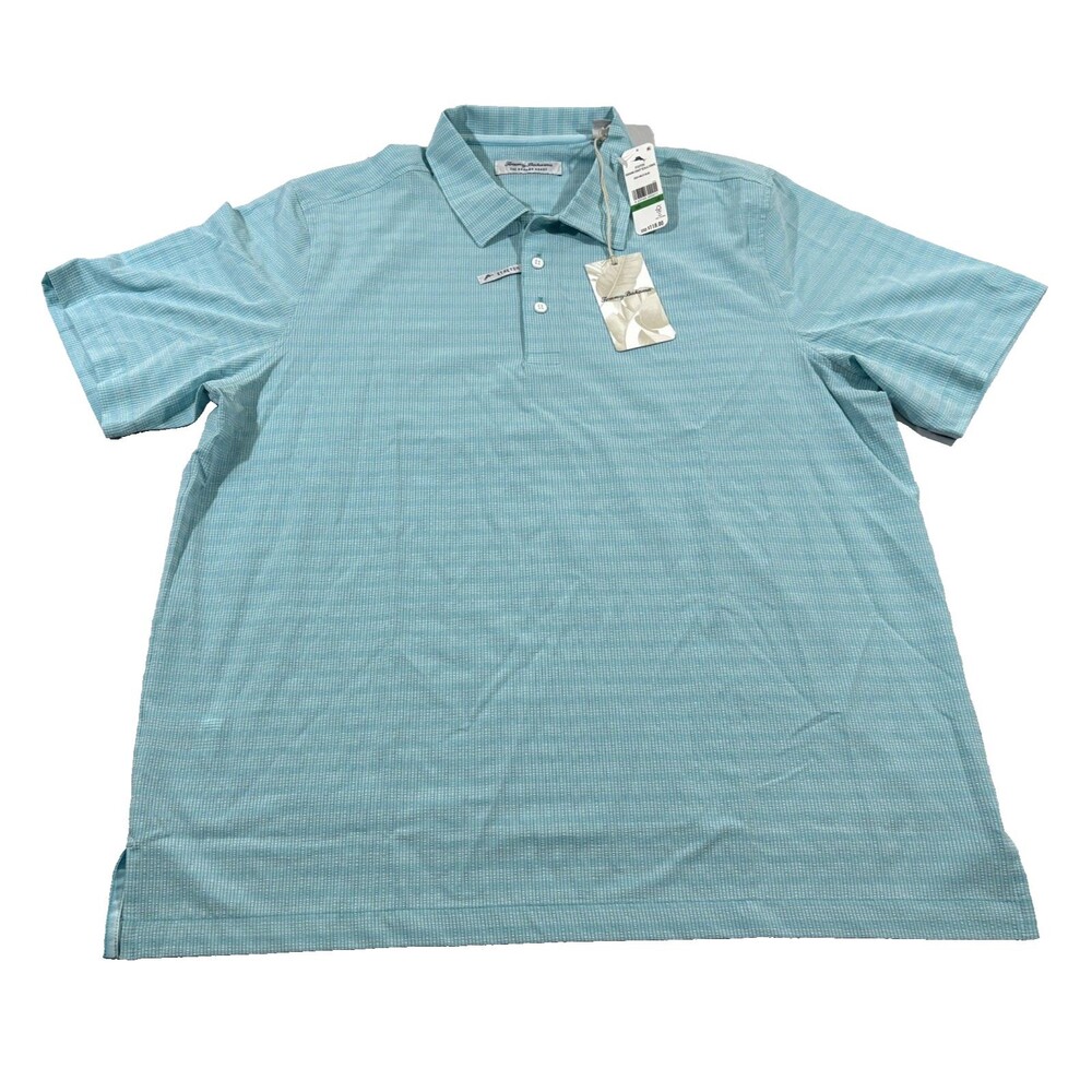 Tommy Bahama Coast Polo Shirt Scala Stripe Blue Mens SS Island Zone Sz L NWT
